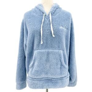 Hurley baby blue Wubby hooded Pullover Hoodie women's LARGE soft teddy fleece